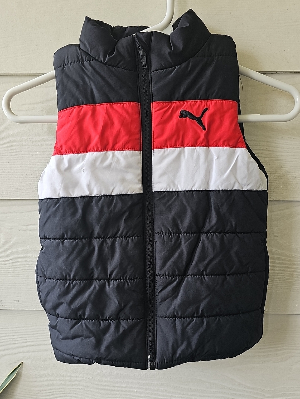 Puma Kids Navy Red White Puffer Vest